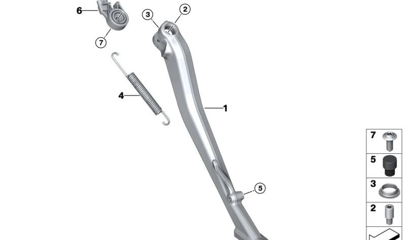 Apoyo lateral OEM 46531638149 para motos BMW R1300 GS, R1300 GS Adventure. Original BMW Motorrad.