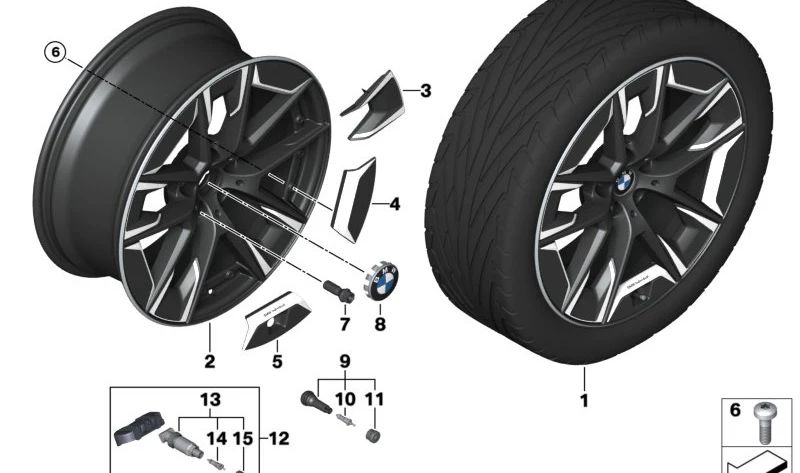 Inserto para llanta OEM 36116856014 para BMW Serie 5 G30 (518d, 520d, 520d xDrive, 520e, 520i) 2020-2023. Original BMW.