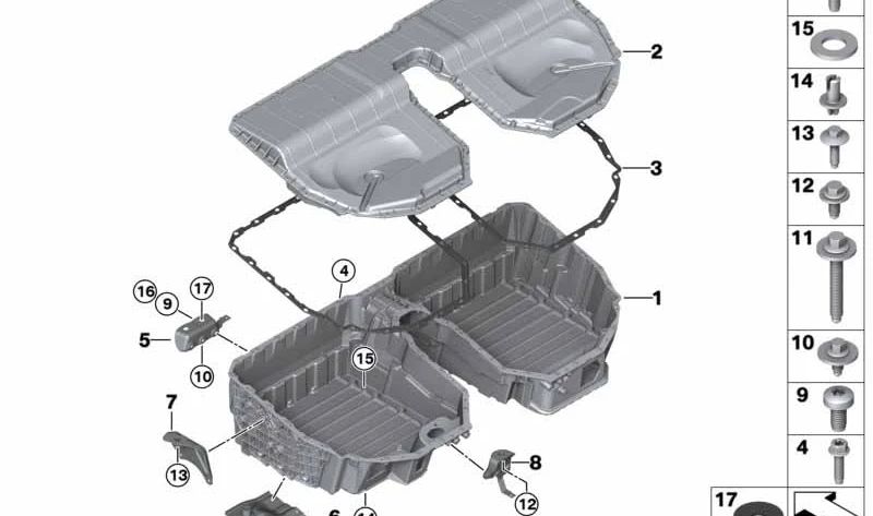 Soporte trasero derecho OEM 61258614775 para BMW Serie 7 {G11,G12} modelos 740e, 745e, 740Le, 745Le (con y sin xDrive). Original BMW.