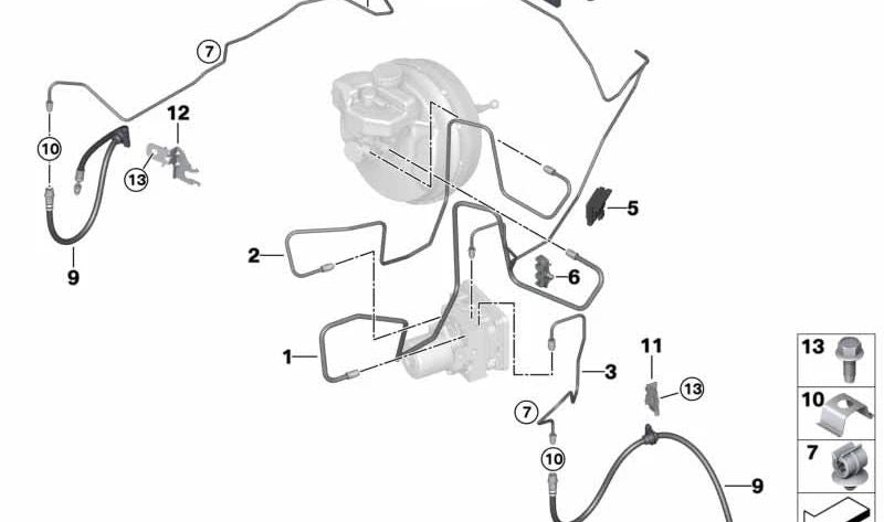 Tubería del cilindro maestro de freno OEM 34306896403 para BMW G01, F97, G02, F98. Original BMW.