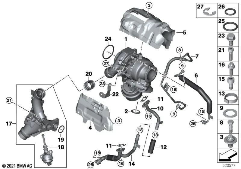 Tuyau de retour OEM 11428586480 pour BMW Série 1 F40, Série 2 F44, X1 F48, X2 F39 et MINI F56, F55, Clubman F54... et plus encore. BMW et MINI d'origine.