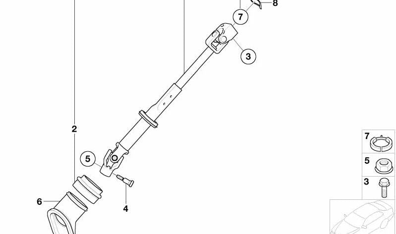 Conjunto de repuesto de husillo inferior de dirección OEM 32306874825 para MINI R50, R52, R53. Original MINI.