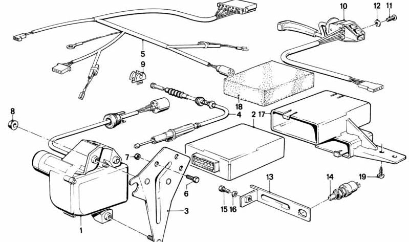 Soporte original OEM 65711371817 para BMW E24 (todos los modelos compatibles). Pieza original BMW usada en sistemas como el control de velocidad y el ordenador de a bordo.