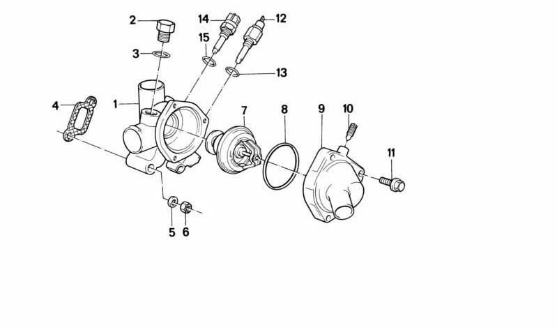 Tapa de termostato OEM 11531265059 para BMW E21, E30, E12, E28, E34, Z1. Original BMW.