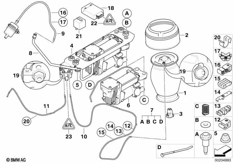 Spring pneumatique arrière pour BMW E61, E61N (OEM 37126765602). BMW d'origine