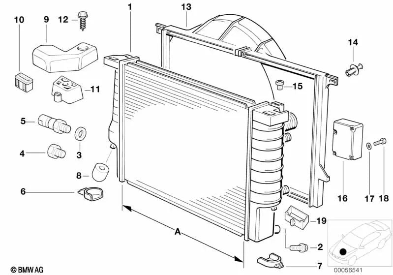 Soporte radiador de agua para BMW E31 (OEM 17111723256). Original BMW