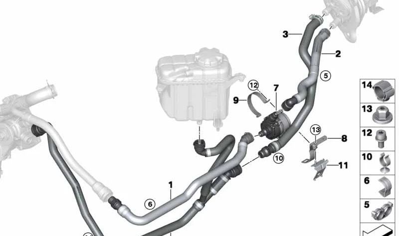 Tubo de admissão do motor e radiador OEM 64219307241 para BMW F87 M2, F80 M3, F82 M4, F83 M4… e muito mais. BMW genuíno.