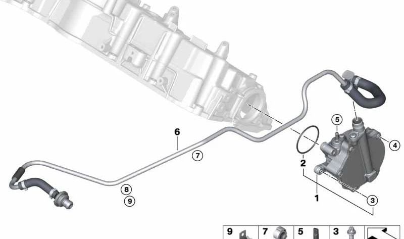 Bomba de vacío OEM 11668605976 para BMW F07, F10, F11, F06, F12, F13, F01, F02, F04, E70, F15, F85, E71, E72, F16, F86. Original BMW.