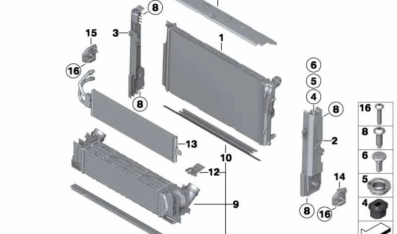 Soporte módulo izquierda OEM 17117600536 para BMW F20, F21, F22, F30, F31, F32... y más. Original BMW.