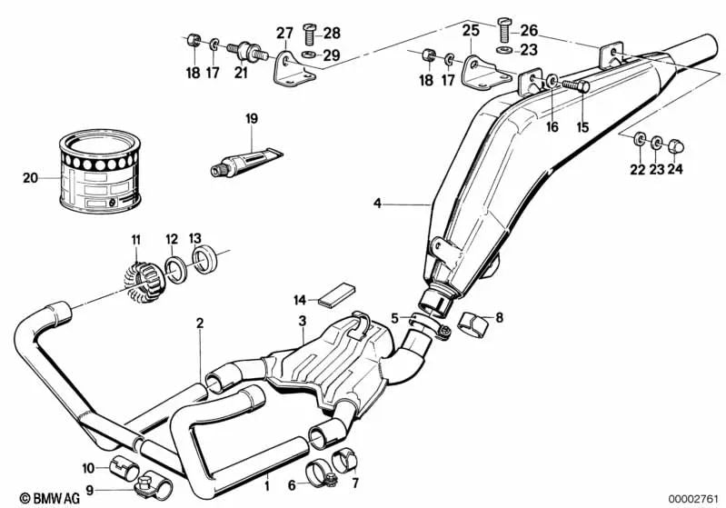 Silenciador adicional OEM 18121338809 para motos BMW R 100 GS, R 100 GS PD, R 80 GS, R 80 GS PD. Original BMW Motorrad.