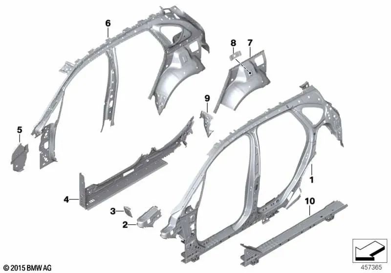 Radhaus rear outer half left for BMW F46, F46N (OEM 41007436189). Original BMW