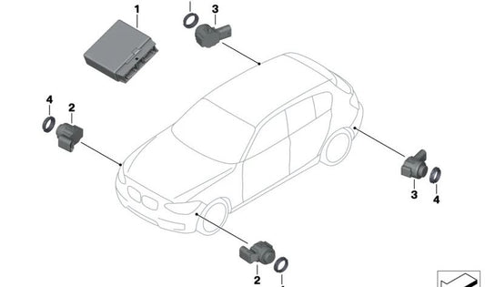 Sensor de aparcamiento ultrasónico color azul Seaside OEM 66206839856 para BMW F20, F20N, F21, F21N, F22, F22N, F23, F23N. Original BMW.