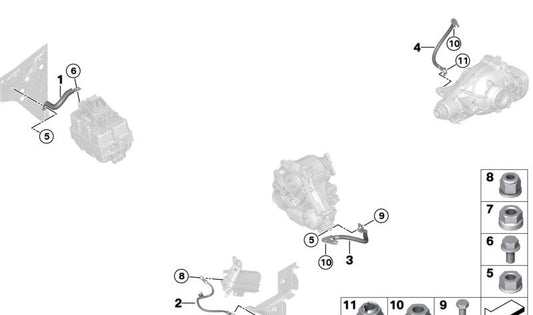 Cinta antivibraciones diferencial trasero OEM 61298742014 para BMW X3 G01 xDrive30e (todos los modelos desde 12.2019 a 07.2024). Original BMW.