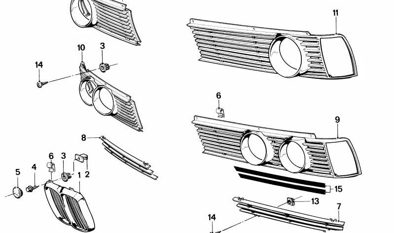 Right decorative grid 51131881936 for BMW E21 {315, 316, 318}. Original BMW piece.