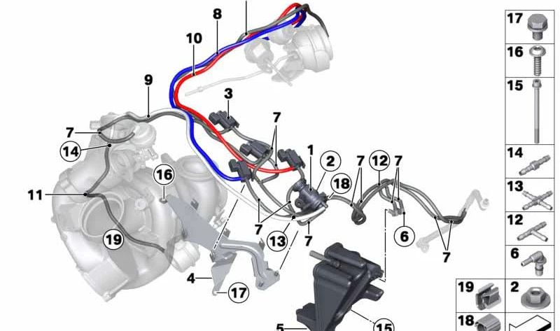 Supporto BMW 5 F10 Serie, F11, 7 F01N Series, F02N, X5 E70N, F15, X6 E71, F16 (OEM 11658507930). BMW originale.