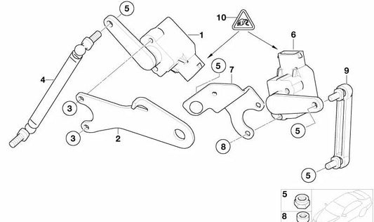 Soporte sensor nivel suspensión izquierda OEM 37146763523 para BMW E61. Original BMW.