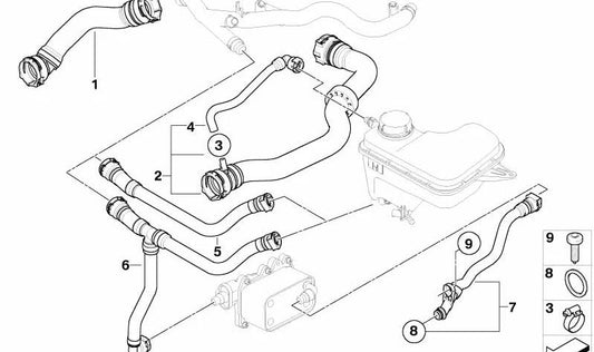 Coolant hose OEM 11533401583 for BMW E83 (X3). Original BMW