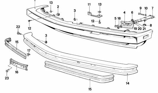 OEM 51111860255 MOLHO DE PARA BUMPER DO BMW E23. BMW original.