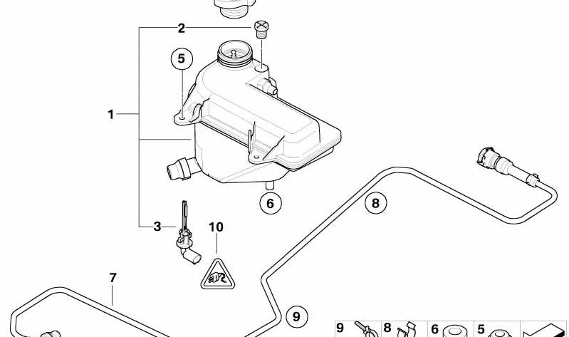 Depósito de expansión OEM 17107836448 para BMW Z4 E85, E86 (Z4 M 3.2) años 2006-2008. Original BMW.