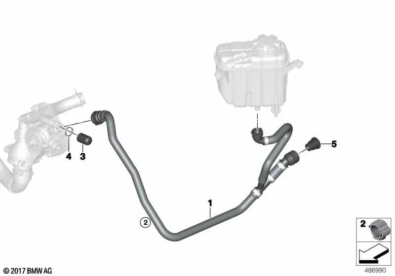 Mangueira de retorno do motor do radiador para BMW F87N, F80, F80N, F82, F83 (OEM 64219307243). BMW original