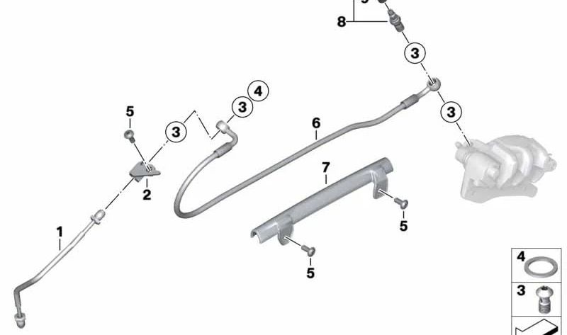 Tubo flexible de freno trasero OEM 34327689977 para motos BMW R1200R (K27). Original BMW Motorrad.