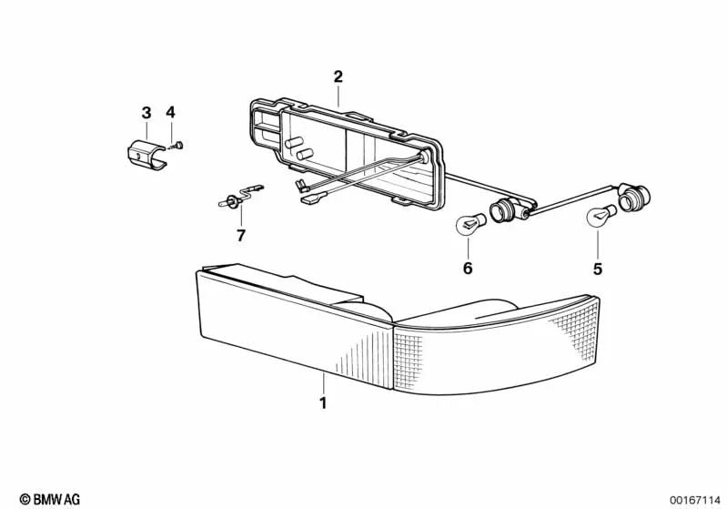 Fita de cabo de luz direita OEM 63111383944 para BMW Série 8 E31 840Ci, 850CSi. BMW genuíno.