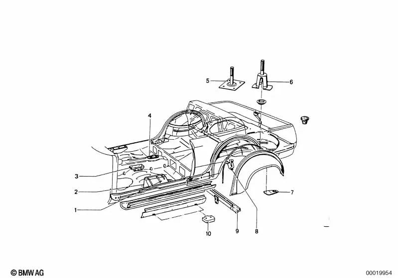 Soporte para gato para BMW Serie 3 E46, E90, Serie 5 E60, Serie 7 F01 (OEM 41351840033). Original BMW.