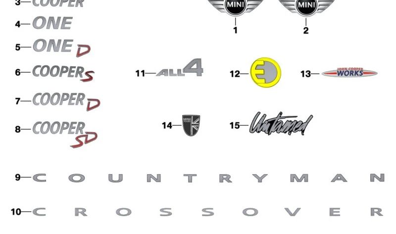 Inscripción trasera "COOPER SD" OEM 51147268514 para MINI R56 LCI, F56, F55, Clubman R55 LCI, Cabrio R57 LCI, Coupé R58, Roadster R59, Cabrio F57, Countryman R60, F60, Paceman R61... y más. Original MINI.