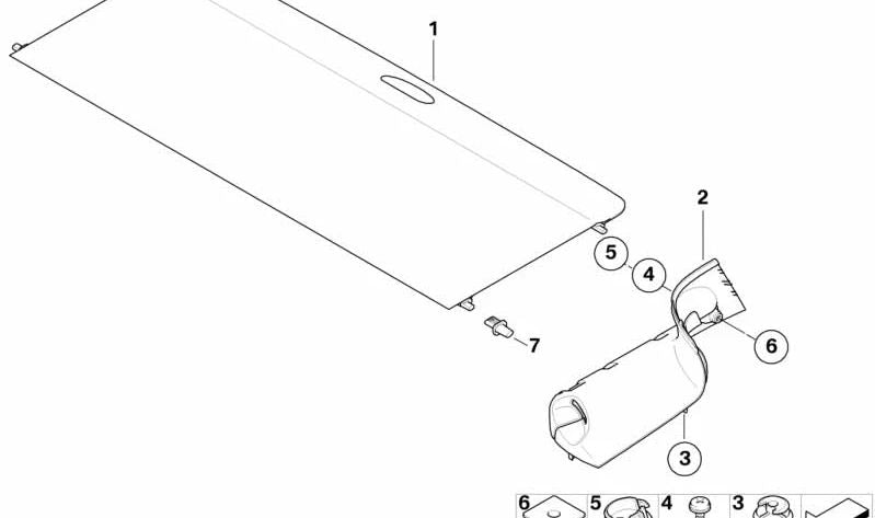 Cubierta portamaletas trasera OEM 51467263866 para MINI R55 Clubman, Cooper, Cooper D, Cooper S... y más. Original MINI.