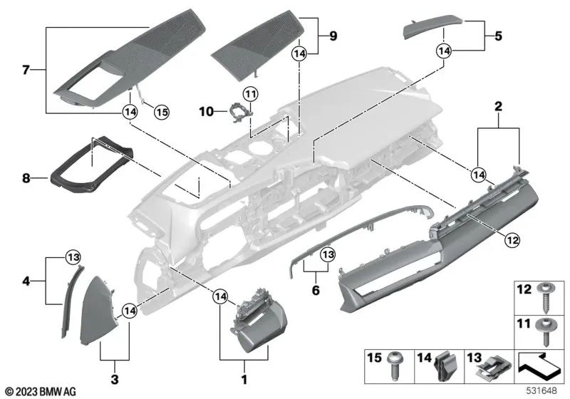 Blende I-Tafel Fineline Beifahrer for BMW Series 5 G60 (OEM 51459640035). Genuine BMW