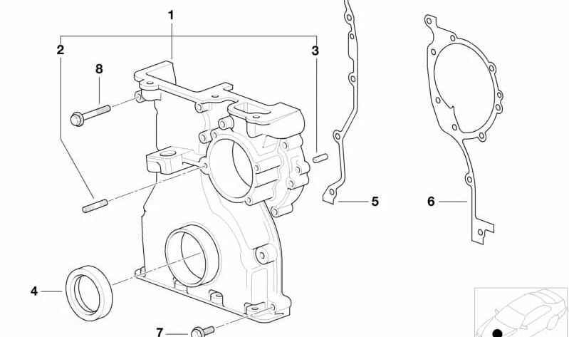 Junta metálica inferior del cárter de cadena OEM 11141707260 para BMW E36, E46, E39, E60, E61, E38, E65, E66, E83, E53, Z3, E85. Original BMW.