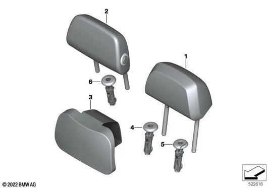 Encosto de cabeça dobrável em couro central traseiro OEM 52205A05884 para BMW G20, G28, G21, X3, X4... e muito mais. BMW genuíno.