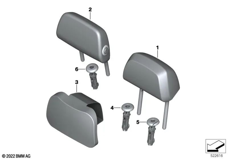Center Headrest Guide for BMW 3 Series G20, G20N, G28, G28N, X3 G08, G08E, G08F, G08N (OEM 52207492515). Original BMW.