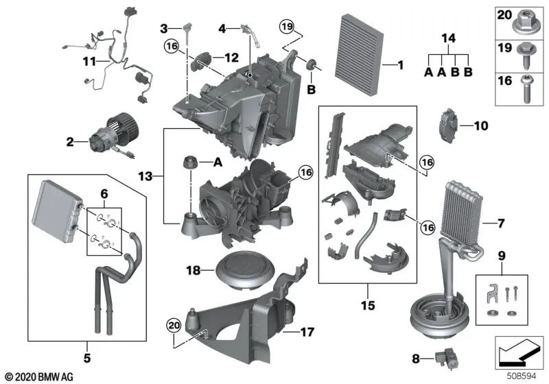 Intercambiador de calor para BMW X7 G07, G07N (OEM 64116844853). Original BMW.
