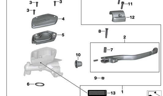 Palanca de freno de mano OEM 32728525822 para motos BMW K 1600 GT, K 1600 GTL, R 1200 RT... y más. Original BMW Motorrad.