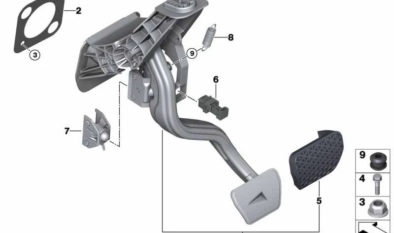 Complete brake pedal OEM 35006866485 for BMW G30, G31, G11, G12, G14, G16, G01, G02. Genuine BMW