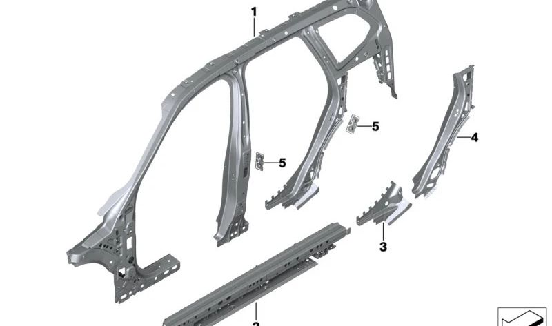 Refuerzo de umbral izquierdo OEM 41215A52CE1 para BMW U11, U10, U25. Original BMW.