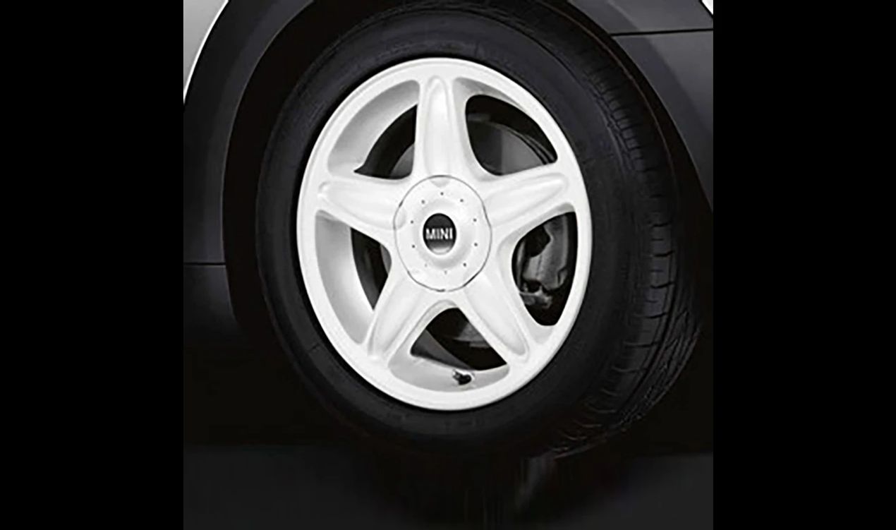 Llanta de aluminio 5 Star Blaster 103 blanca OEM 36116769410 para MINI R50, R53, R56, Clubman R55, Cabrio R52... y más. Original MINI.