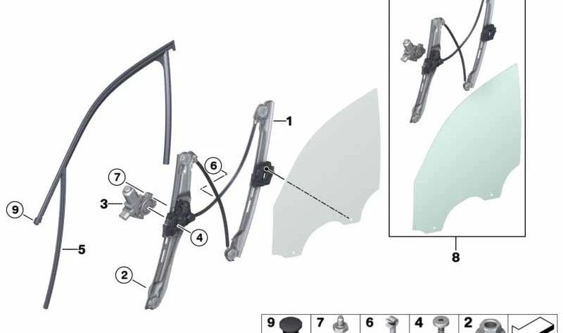 Moteur courbal droit pour BMW F25, F26, F15, F85, F16, F86 (OEM 67627322748). BMW d'origine.