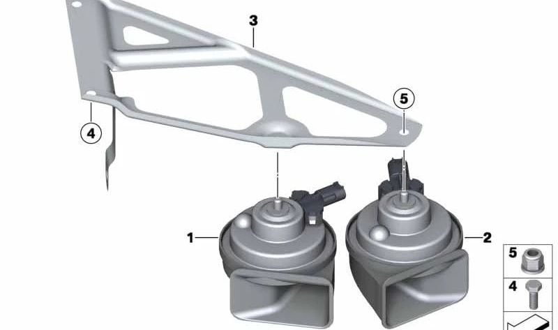 Bocina tono alto OEM 61336907044 para BMW E90, E91, E92, E93. Original BMW.