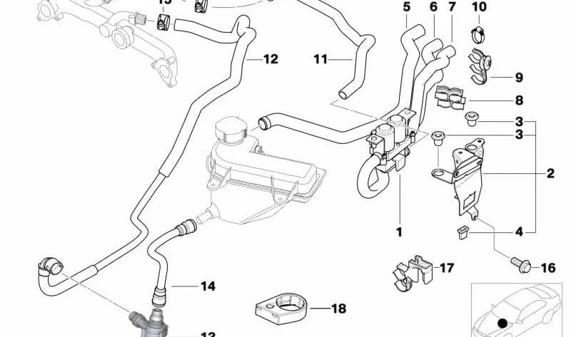 Manguera de refrigerante OEM 11537505950 para BMW X5 E53. Original BMW.