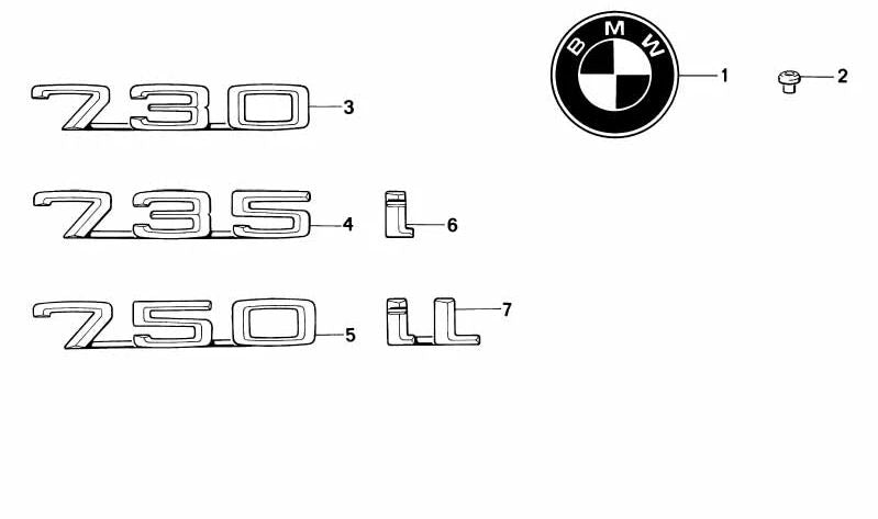 Emblema trasero "730" adhesivo OEM 51141928648 para BMW Serie 7 E32 (modelos 730i, 730iL). Original BMW.