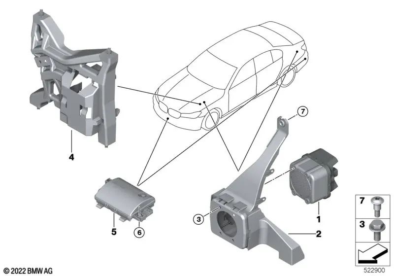 Soporte VSG para BMW para varios modelos/series de BMW (OEM 65152651158). Original BMW