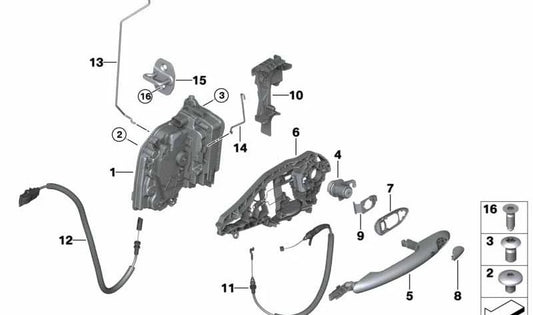 Asidero exterior de puerta izquierda OEM 51215A1DC81 para MINI F56 LCI, F56 BEV LCI, F55, F55 LCI, Clubman F54 LCI, Cabrio F57 LCI, Countryman F60 LCI. Original MINI.