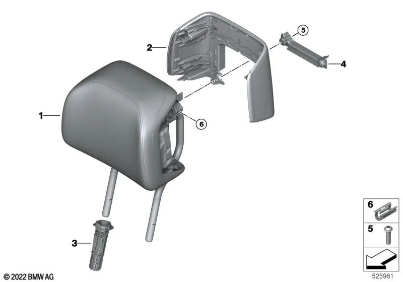 Reposacabezas Asiento Confort de Cuero para BMW Serie 7 G70 (OEM 52105A349D0). Original BMW