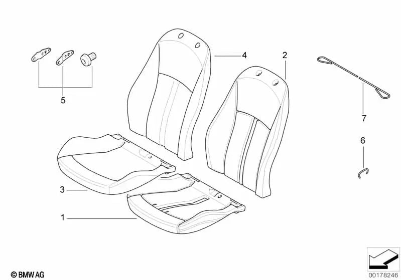 Right Leather Backrest Cover for BMW Z4 E85, E86 (OEM 52107121710). Original BMW.
