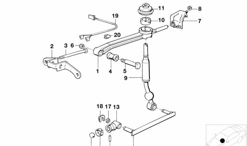Soporte palanca de cambios OEM 25112225369 para BMW E30. Pieza original BMW.