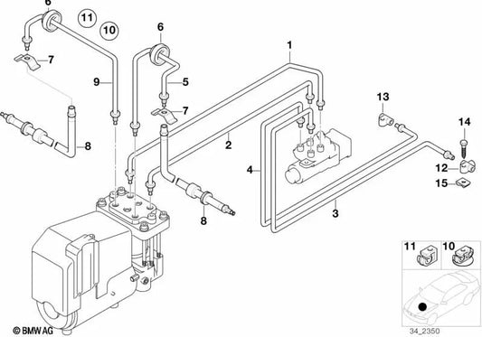 Tubería de freno OEM 34326755589 para BMW 1502, 1600, 1602, 3' E21, 5' E12, 5' E34, Z3 E36... y más. Original BMW.