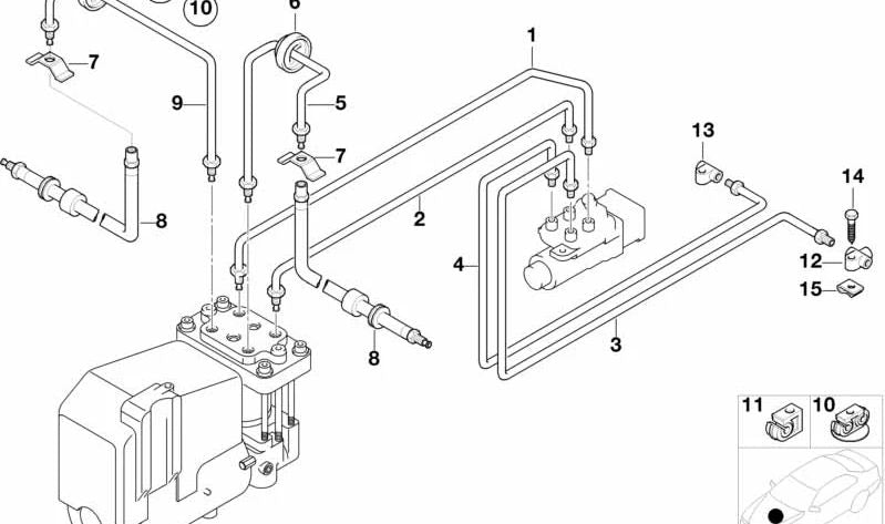 Tubo de conexión OEM 34326755594 para BMW E21, E30, E12, E34, E23, E32 y Z1. Original BMW.