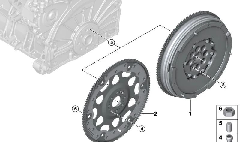 Volante bimasa OEM 21208600210 para BMW F55 y F56. Pieza original BMW.